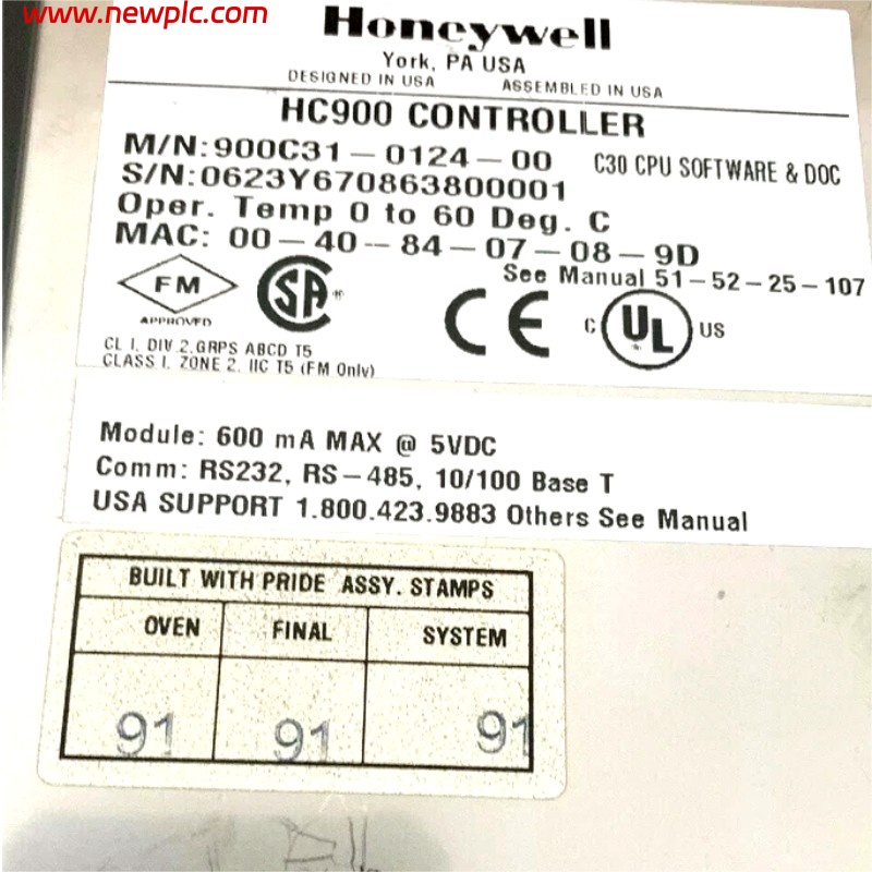 Honeywell 900C31-0124-00 Controller DCS System Module