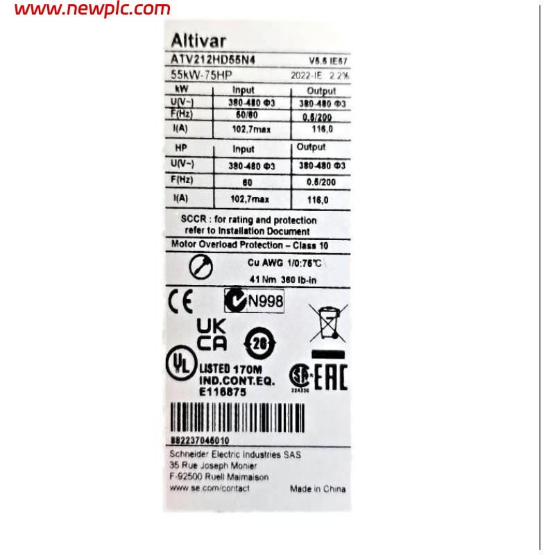 Schneider ATV212HD55N4 Altivar 212 Variable Frequency Drive (VFD)