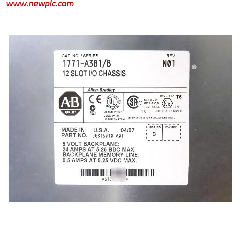 Allen Bradley 1771-A3B1 Industrial PLC I/O Chassis Allen Bradley 1771-A3B1 Industrial PLC I/O Chassis