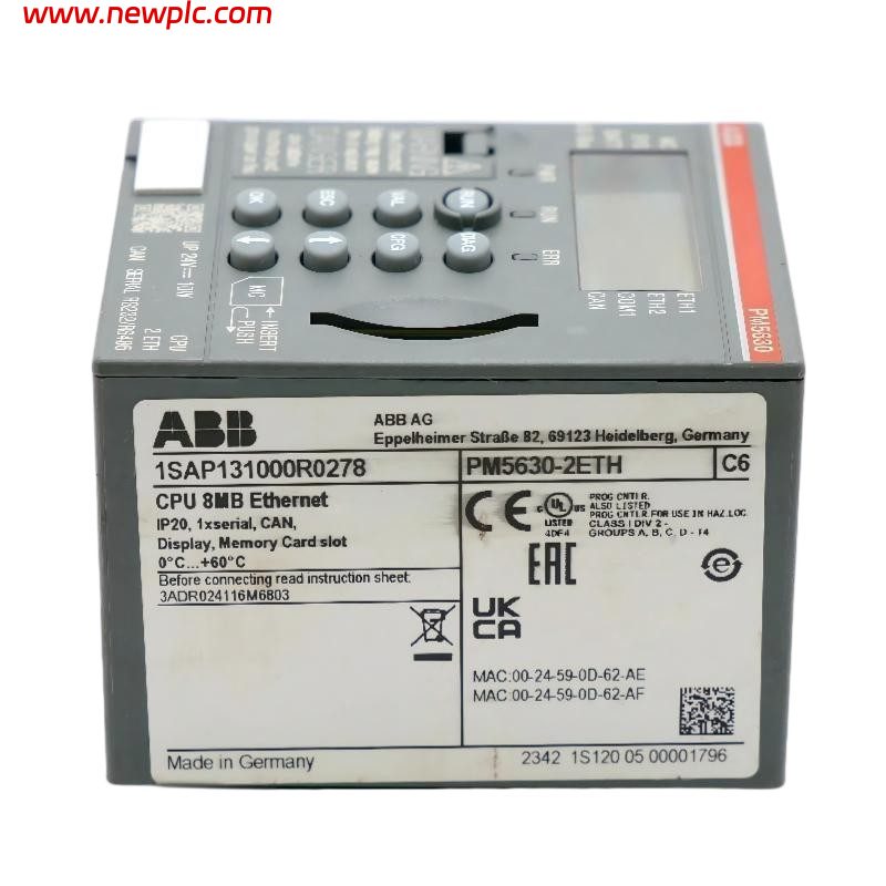 ABB PM5630-2ETH 1SAP131000R0278 PLC Processor Module (AC500) ABB PM5630-2ETH 1SAP131000R0278 PLC Processor Module (AC500)