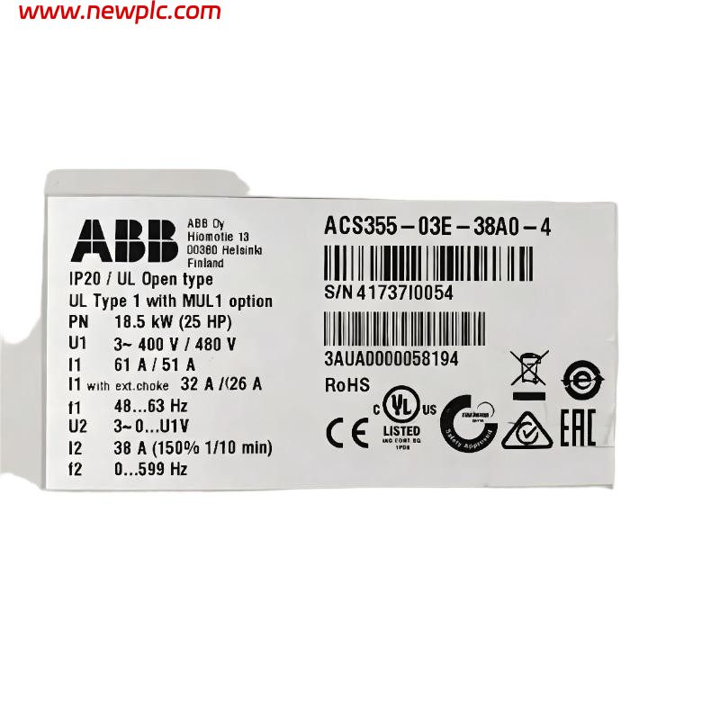 ABB ACS355-03E-38A0-4 3AUA0000058194 Low Voltage AC Machinery Drive ABB ACS355-03E-38A0-4 3AUA0000058194 Low Voltage AC Machinery Drive