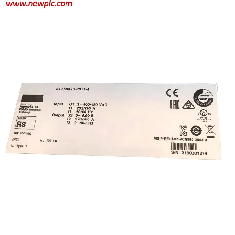 ABB ACS580-01-293A-4 3ABD00045441-D Low Voltage AC Variable Frequency Drive (VFD)