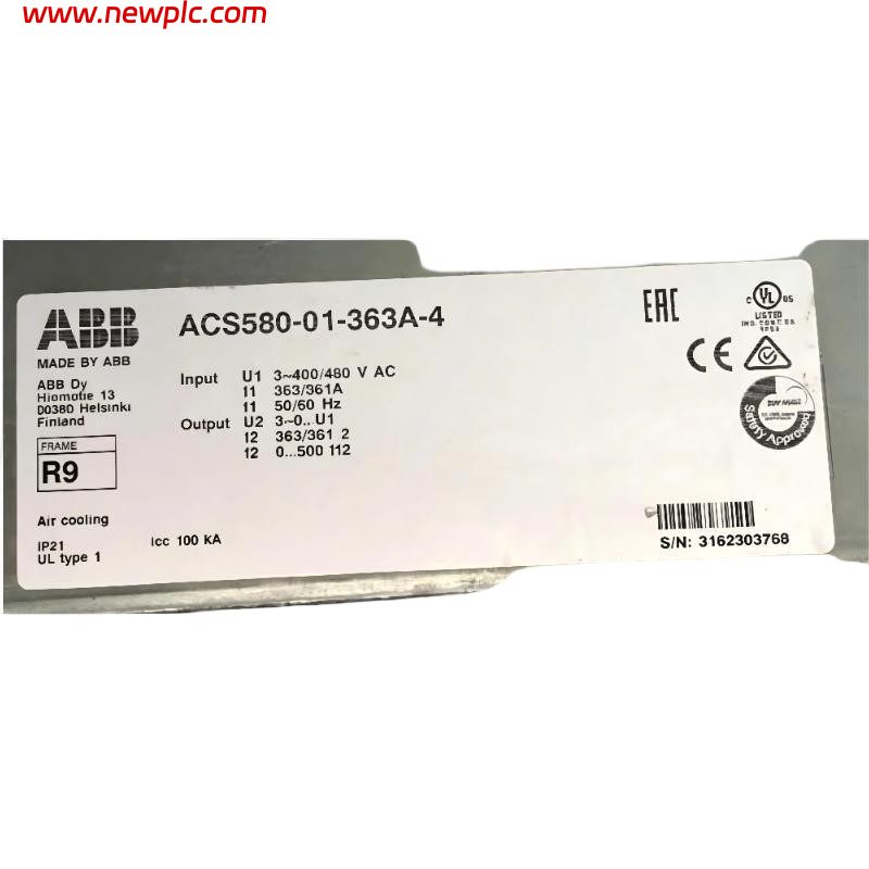 ABB ACS580-01-363A-4 3ABD00037932-D Low Voltage AC Variable Frequency Drive (VFD)