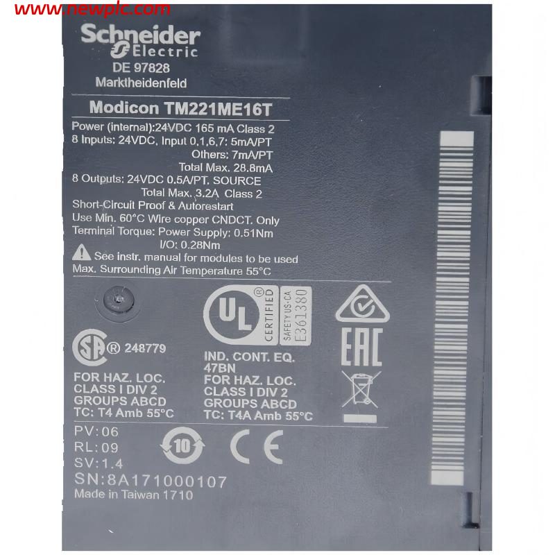 Schneider TM221ME16T Compact Logic Controller / PLC Schneider TM221ME16T Compact Logic Controller / PLC