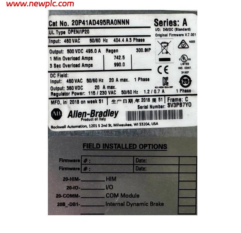 Allen-Bradley 20P41AD495RA0NNN PowerFlex DC Drive Allen-Bradley 20P41AD495RA0NNN PowerFlex DC Drive