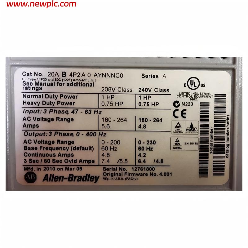 Allen Bradley 20AB4P2A0AYNNNC0 PowerFlex 70 AC Drive Allen Bradley 20AB4P2A0AYNNNC0 PowerFlex 70 AC Drive