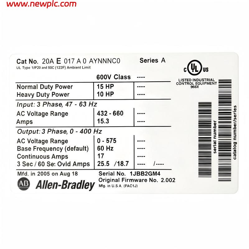 Allen Bradley 20AE017A0AYNNNC0 PowerFlex 70 AC Drive Allen Bradley 20AE017A0AYNNNC0 PowerFlex 70 AC Drive