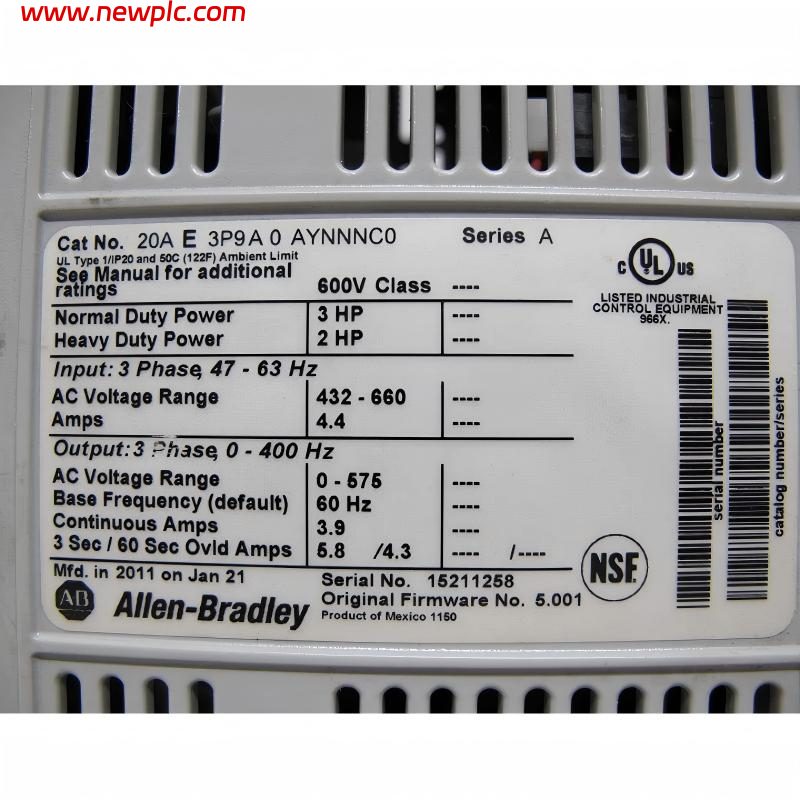 Allen Bradley 20AE3P9A0AYNNNC0 PowerFlex 70 AC Drive Allen Bradley 20AE3P9A0AYNNNC0 PowerFlex 70 AC Drive